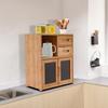 2-Drawer Storage Cabinet, Bamboo Organizer for Kitchen Pantry, Modern Kitchen Shelf, Compact Cabinet for Home Organization