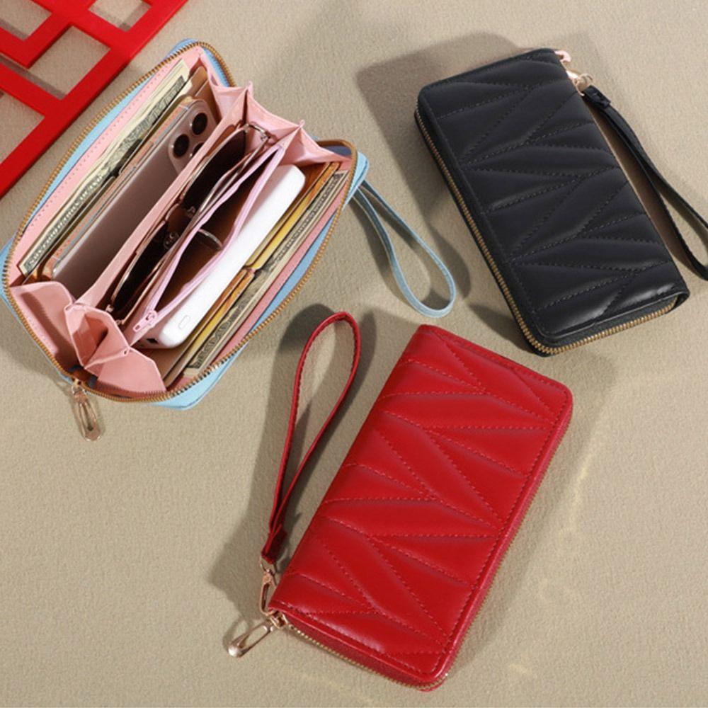 Solid Color Lady Wallet Long Quilted Clutch Bag Fashion Women's Wallet  Card Holder