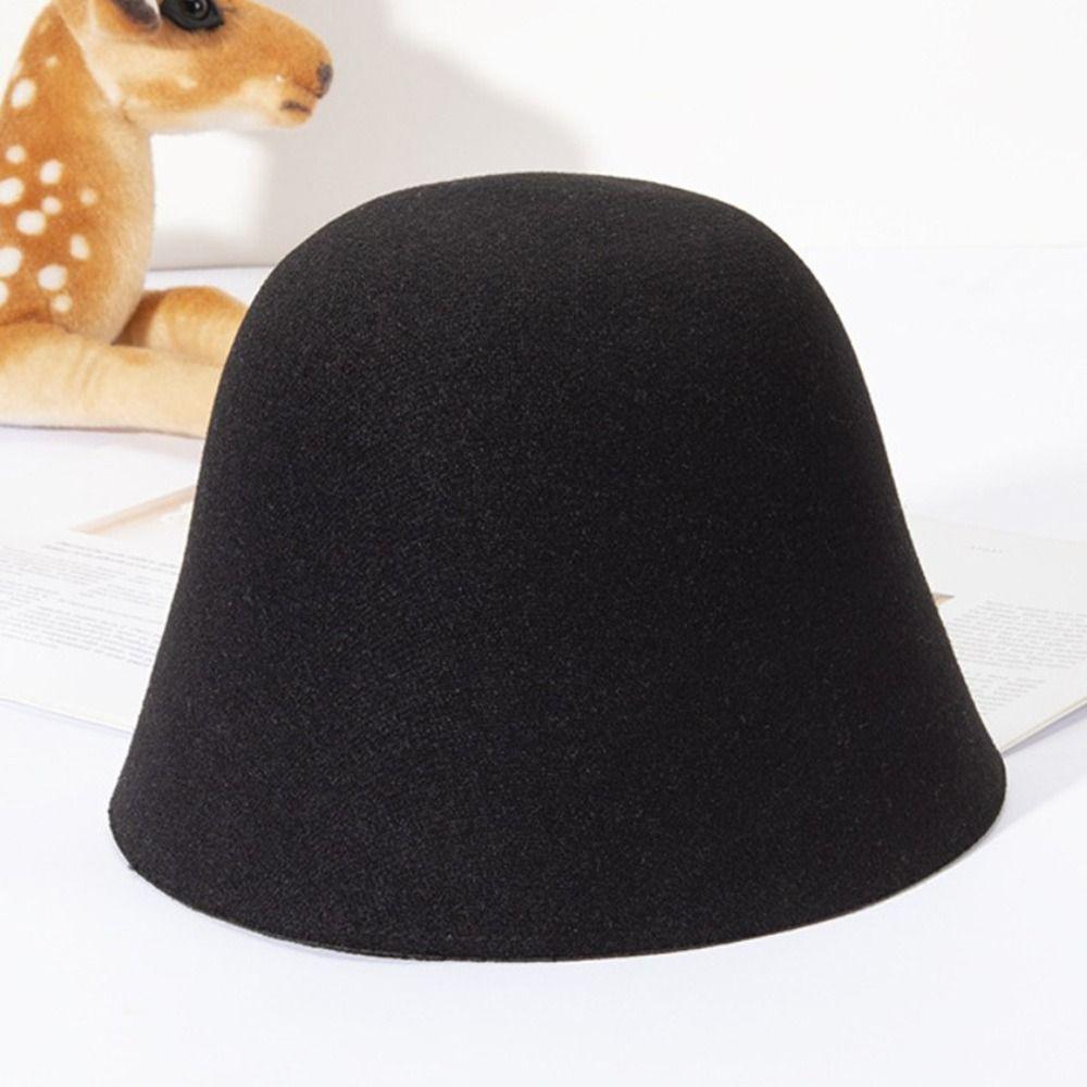 Wool Wool Fisherman Hat Solid Color Panama Hat Beanies Warm Caps  Women