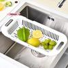 M-1Pc Retractable Sink Drain Rack Plastic Dish Chopsticks Rack Household Kitchen Vegetable Storage Rack Drain Basket