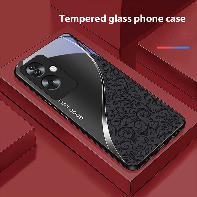 Gradient Pattern Blue For Oppo A79 5G 58 78 74 60 4G Reno 11F Realme GT 6 11 Note 50 10 C55 X2 Tempered Glass Black Phone Case