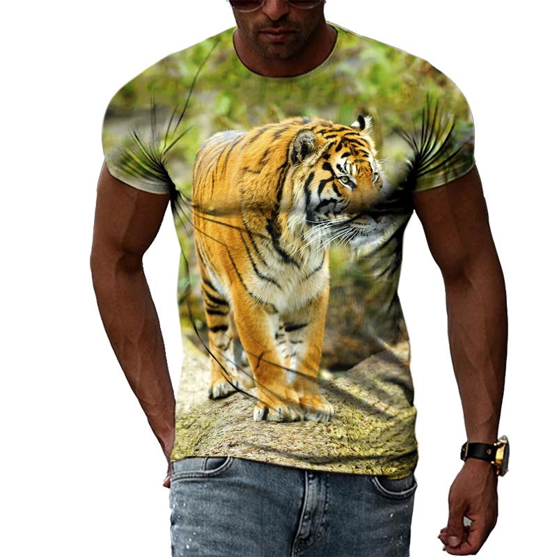 New Year Animal Tiger Graphic T Shirts For Men Summer Fashion Casual Hip Hop Harajuku Style T-shirt 3D Personality Print Tee Top