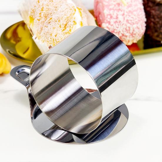 Stainless Steel Baking Mold with Pressing Bottom Heart Round Shape Easy Release Dessert Mold Kitchen Tool