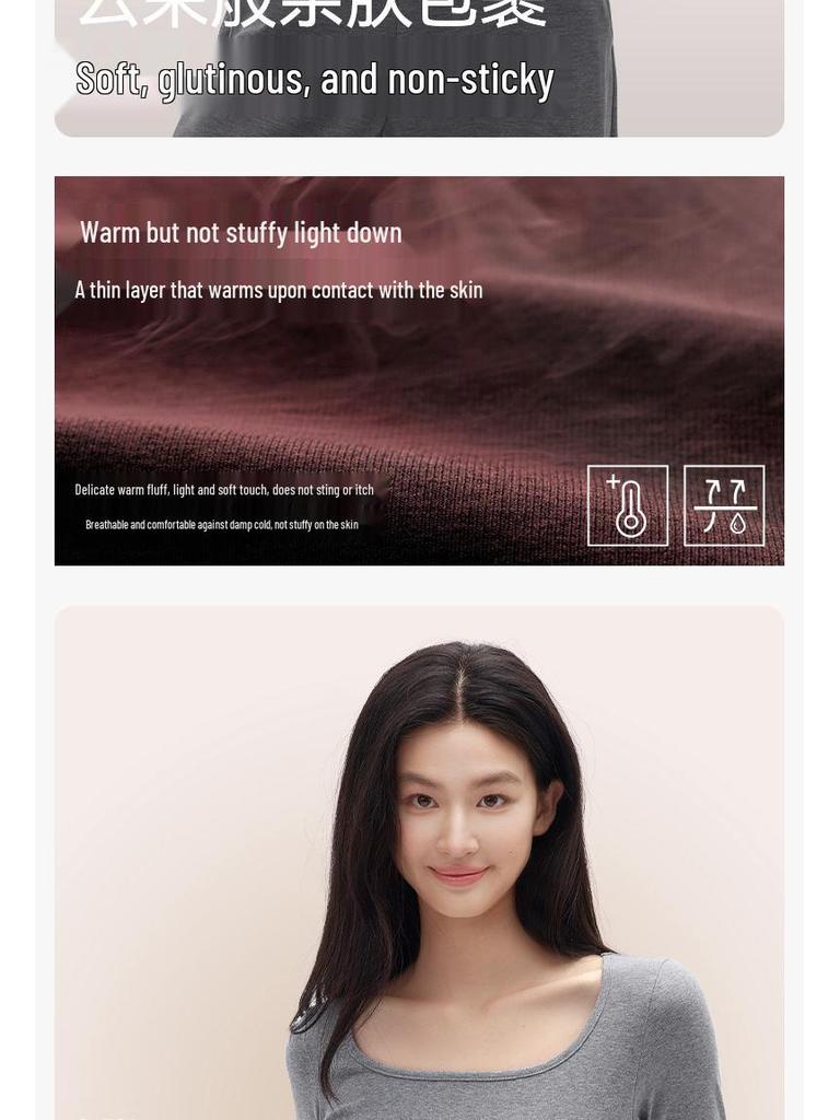 Spicy Girl Square Neck Slimming Long Sleeve T-shirt for Autumn/Winter