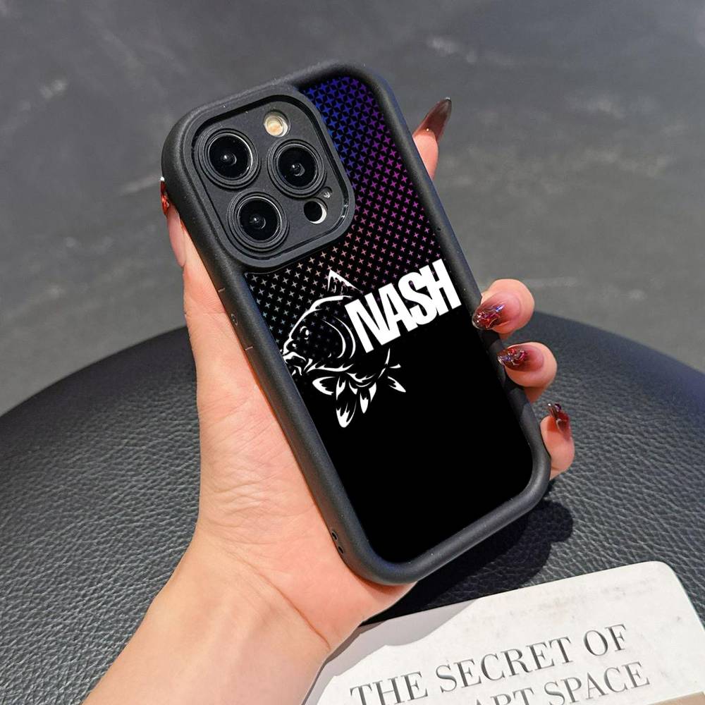 

N-Nash Fishing Cool For iPhone 17 16 15 14 13 12 11 Pro Max Plus Black Full Coverage Soft Funda Silicone Cover iPhone 12