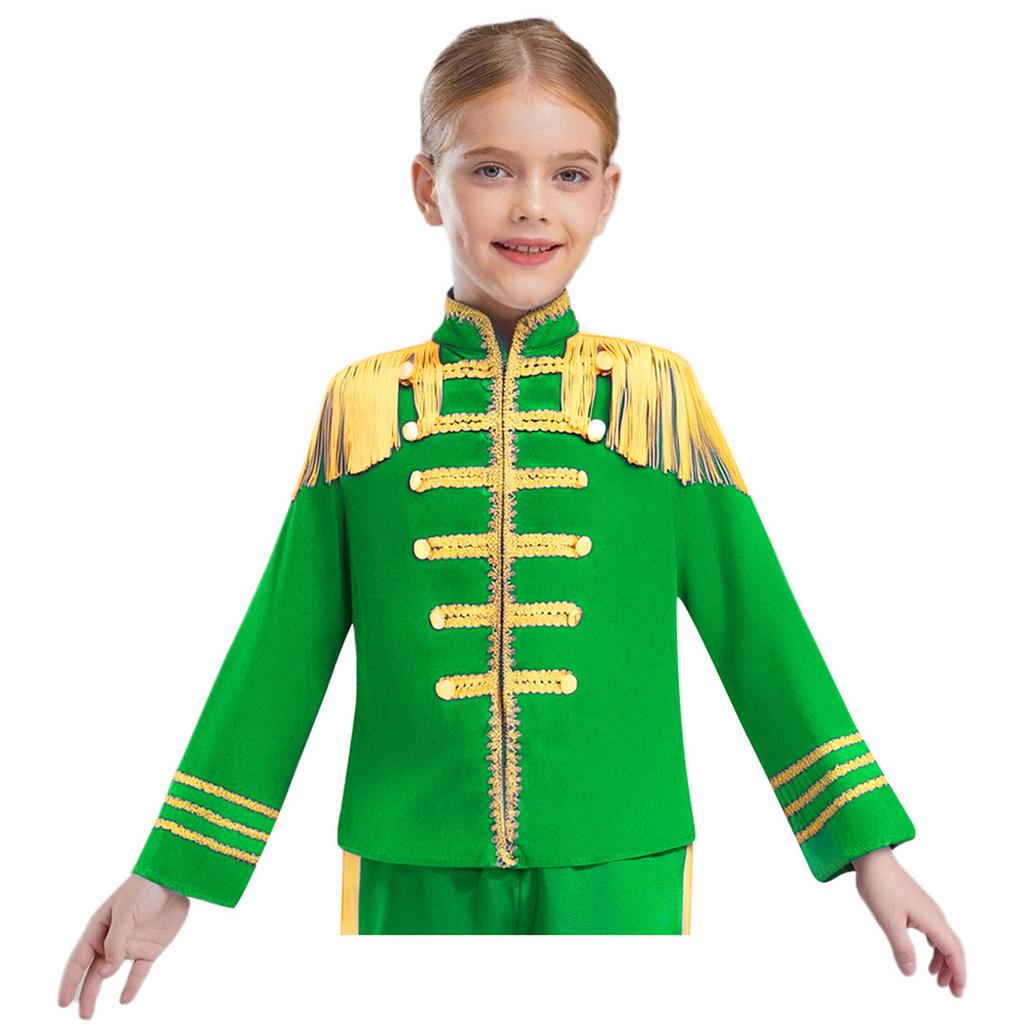Kids Rock Band Cosplay Outfit - 1960s British Star Gold Lace Long Sleeve Shirt for Music Theme Party