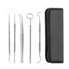5-Piece Stainless Steel Dental Tool Set with Mouth Mirror