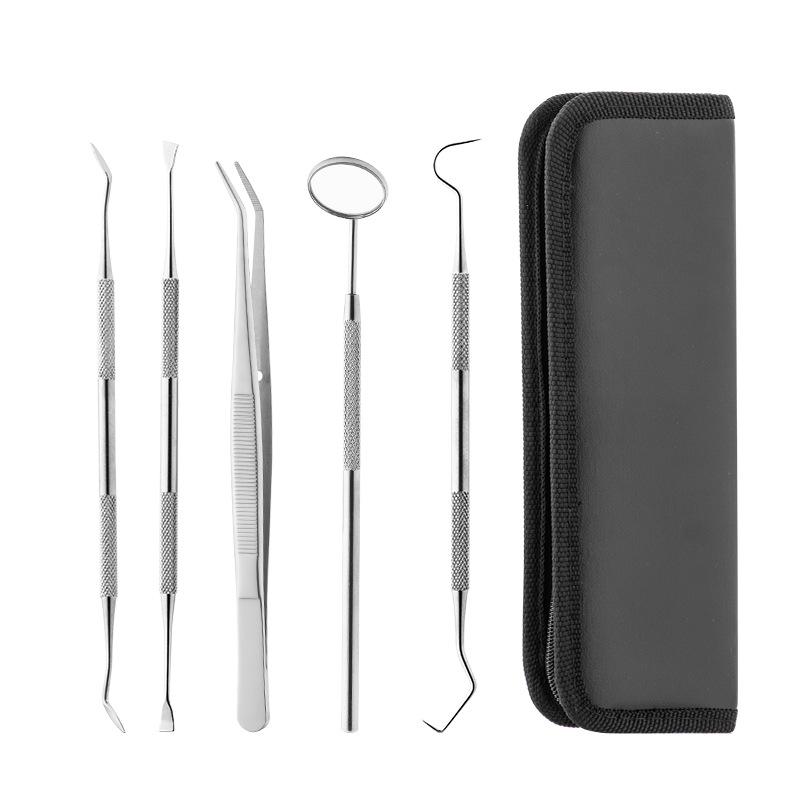 5-Piece Stainless Steel Dental Tool Set with Mouth Mirror