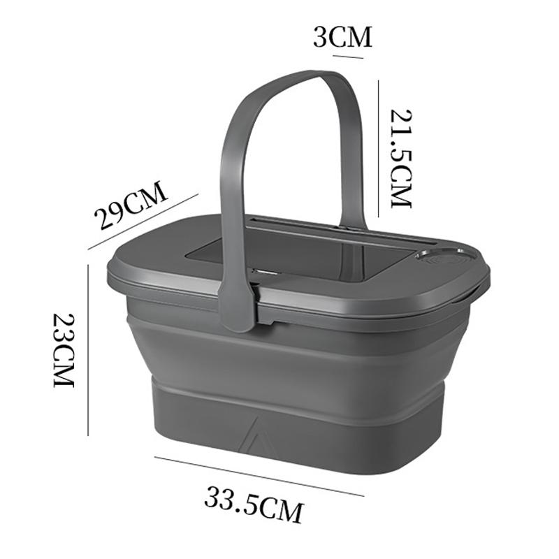 

18 л Корзина для пикника Складной ящик для хранения для кемпинга со столом-подносом для вина, еды, напитков Серый