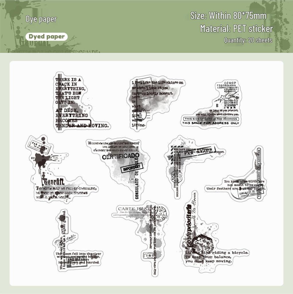 RetroStory Ink Dye Series Decorative Stickers - Creative Retro Background for DIY Collage & Journal