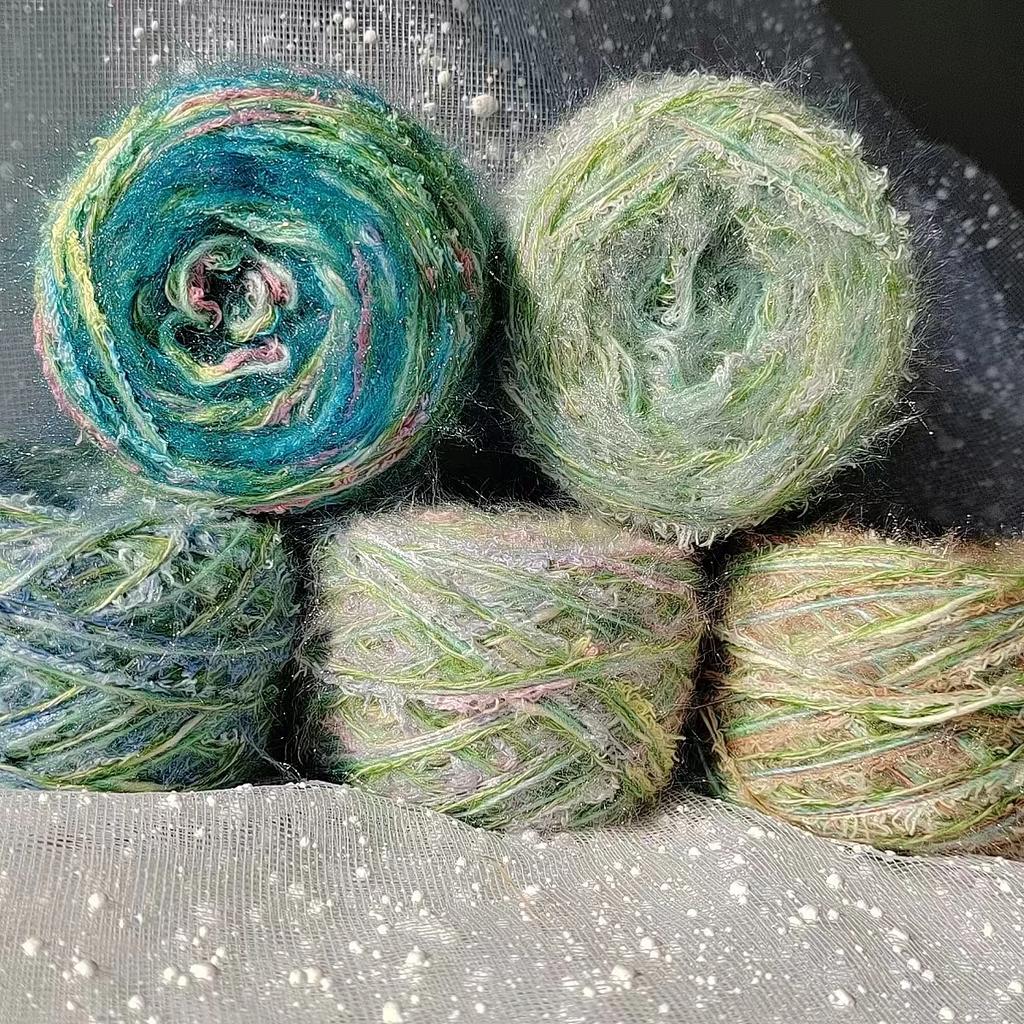 100g Garden Series Hand Mixed Knitting Yarn Flower Thread Handmade Crochet Stick Needle Woven Bag Hair Loop Yarn Gift Decor