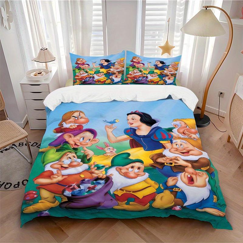 3pcs Snow White & the Seven Dwarfs Quilt Cover Set - Soft and Cozy Bedroom, Guest Room and Dorm Decorative Bedding 3-Piece Set 1 Quilt Cover + 2