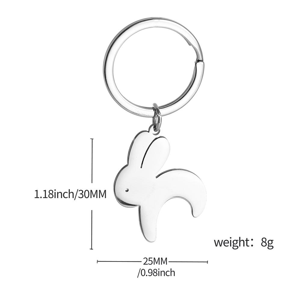 Splicing Love Rabbit Stainless Steel Keychain Cute Heart Design Fashion Couple Best Friend Pendant Practical Gift