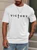 Mens Design Sense Victory Printing Sports Leisure Commuting Versatile Short Sleeved Tshirt Ideal Choice for Summer Vacation