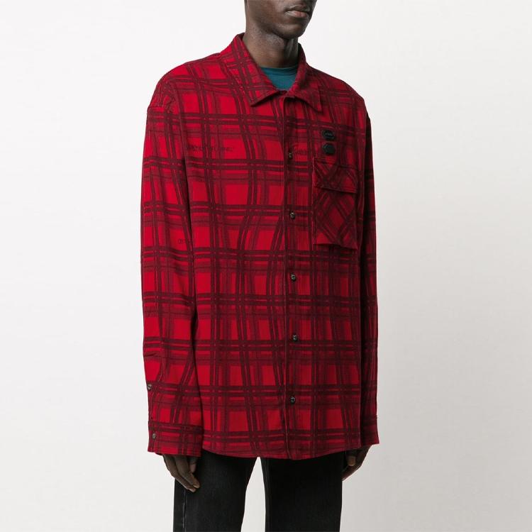 Off-White Flannel Check Shirt Red Men Tops OMGA098S20H480202000
