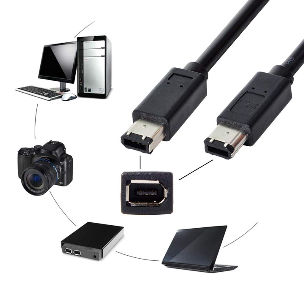 CY IEEE 1394 FireWire 400 FireWire 400 iLink Kabel Schwarz 6-Pin/6-Pin - 6-6 1.8m
