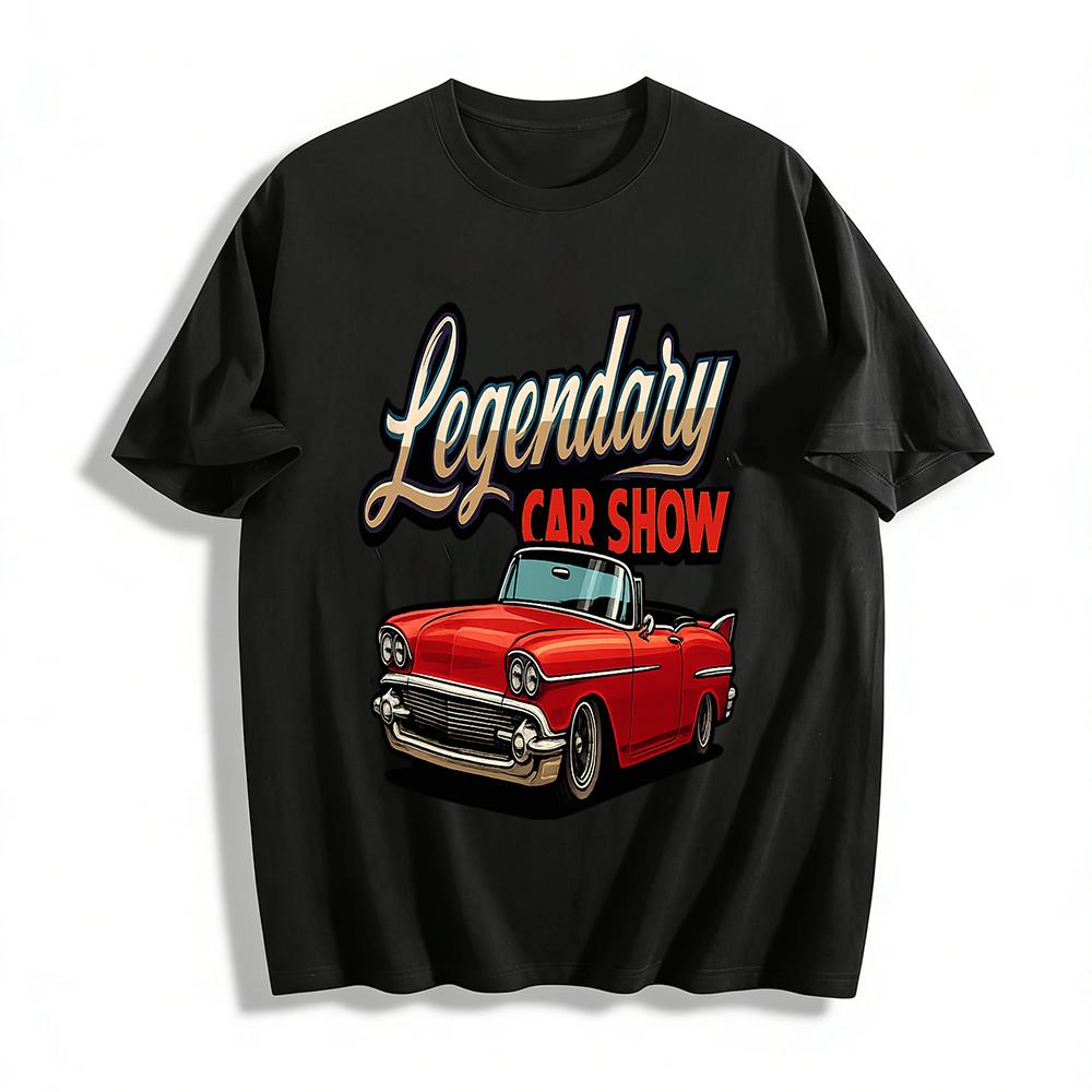 Legendary Car Show Vintage Classic Car Print T-shirt Unisex Loose Breathable Casual Short Sleeve Top Pure cotton T-shirt XXS