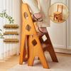 Solid Wood Folding Ladder Chair: Dual-Use Step Stool & Indoor A-Frame Ladder
