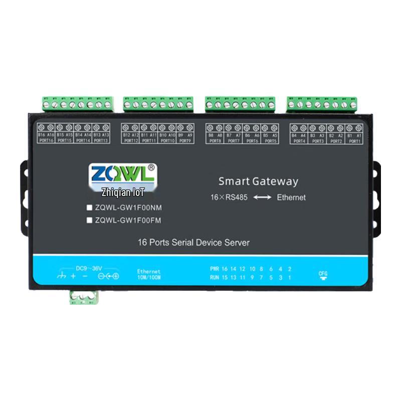 

ZQWL 16-Channel RS485 to Ethernet Industrial Gateway Ear-Mount