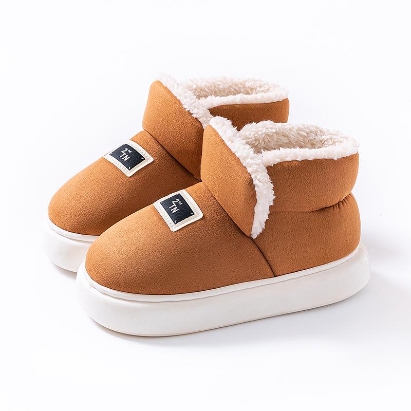 Women's High-Top Cotton Slippers, Winter Non-Slip Indoor/Outdoor, Thick Plush, Full-Wrap, Casual Warm Shoes