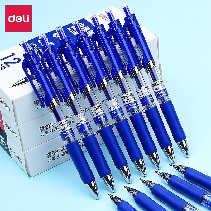 Deli 33388 0.5mm Ret retractable Quick Dry Blue Gel Pen 24-Pack