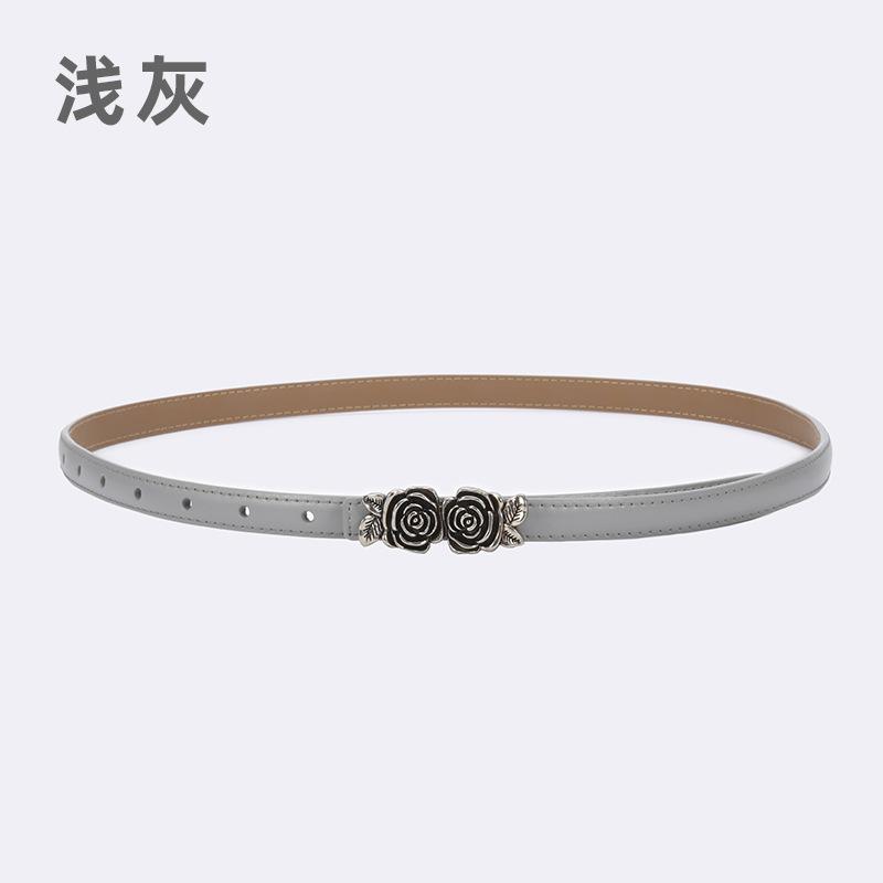 Belt Ladies Suit Jeans Decorative Belt Flower Camellia Button Head Leather Belt