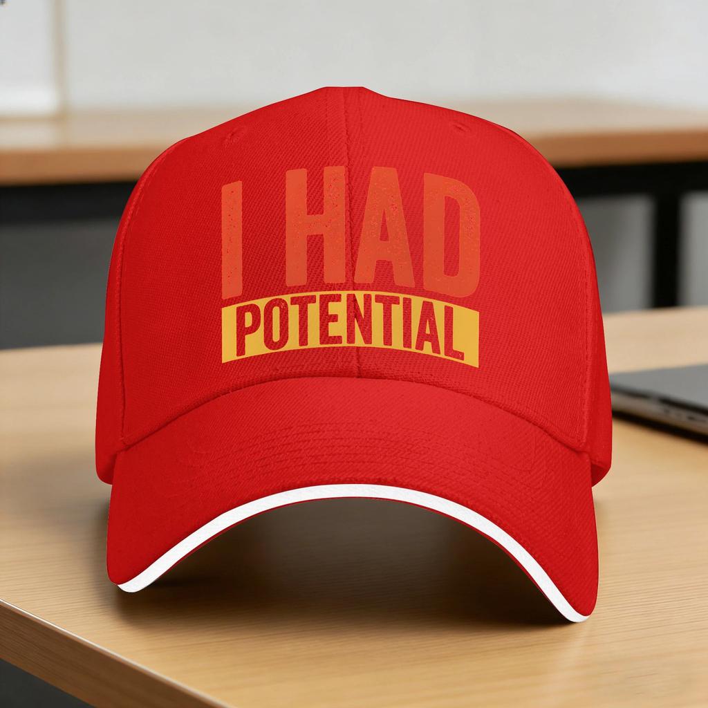 I Had Potential Baseball Cap Design Print Trucker Hat Summer Unisex Unisex Tennis Skate Snapback Cap