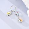 925 Silver Earrings Colorful Oval Gemstone Earrings Charm Hoop Earrings for Women Big Circle Fashion Silver Jewelry