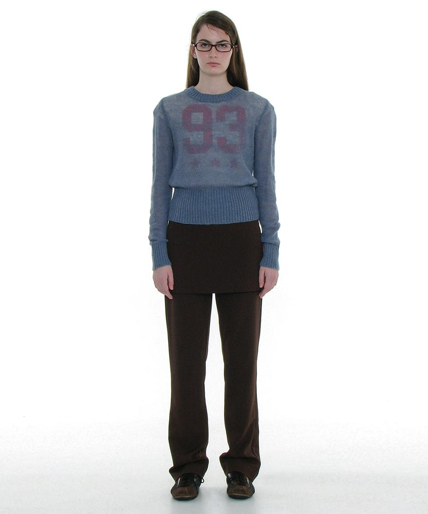 PARTIMENTO WOMEN Sheer Wide Rib Knit Crewneck_Dusty Blue