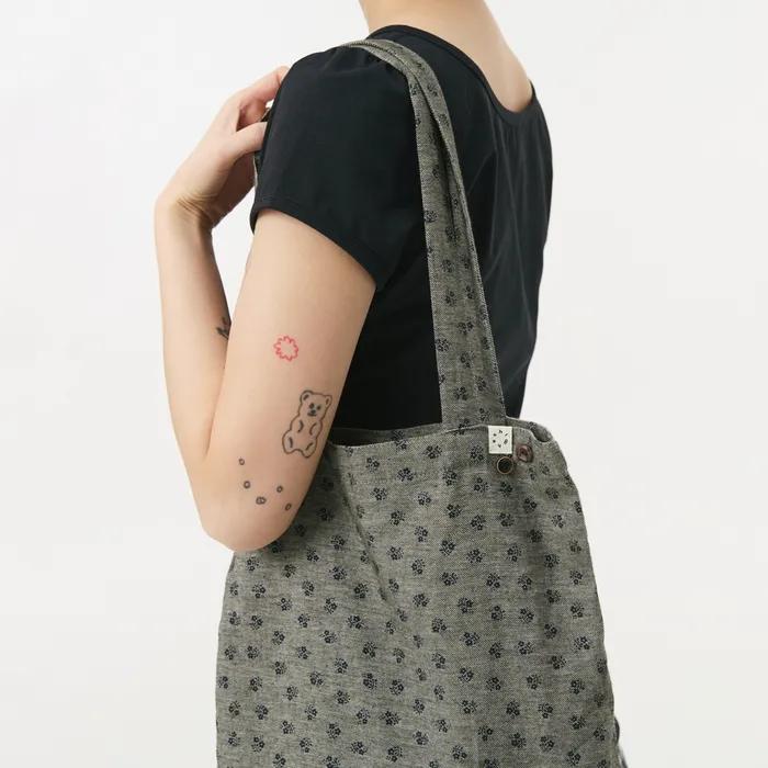 FLORAL COTTON ECO BAG, KHAKI