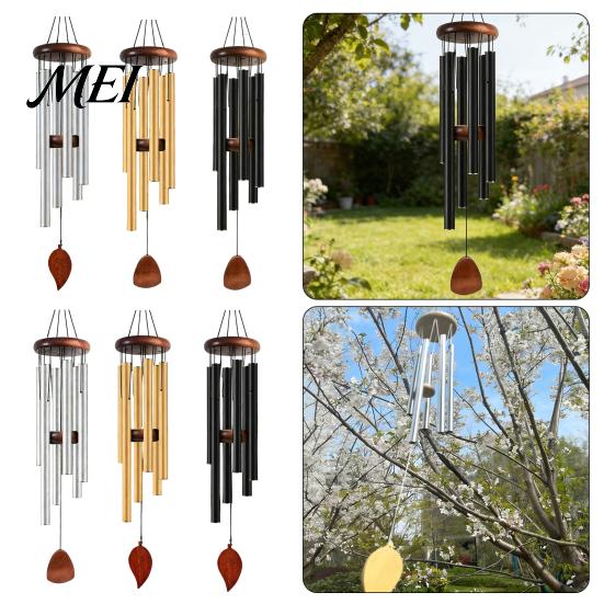 Durable Wind Chimes Metal Chime with 6 Aluminum Tubes, Garden Hanging Chimes, Stable Structure Weather Resistant for Outdoor Patio Decoration Low-key