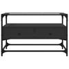 TV Stand with Glass Top Black 80 X 35 X 51 Cm Engineered Wood