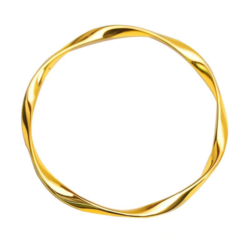 Vietnamese Sand Gold Mobius Endless Love Bracelet - Women's Closed Brass Gold-Plated Design