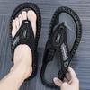 Men Flip Flops Hiking Sandals Leather Outdoor Summer White Black Wide Palm Blue Beach Shoes Plus Size Open Toe Plus Size