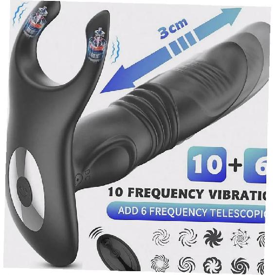 Multifunctional Anal Butt Plug Vibrator Telescopic Thrusting Design Dual Motor Vibration Scrotum Clamp Function Waterproof