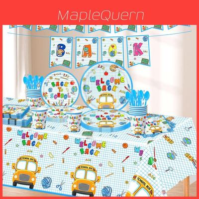 Animated Back To School Party Supplies Set With Paper Plates Cups Napkins For Student Celebration