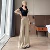Khaki High Waist Retro Flare Jeans for Women - Slimming Fit, Wide-Leg, Perfect for Spring & Autumn