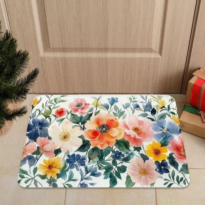 

Floral Decorative Doormat Holiday Floor Carpet for Spring Living Room Bedroom Entrance Rug Mat Nonslip Welcome Rug 40x60cm