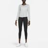 Nike Dri-FIT One Solid Logo Round Neck Long Sleeve T-Shirt Women Tops Light-Gray DD0642-073
