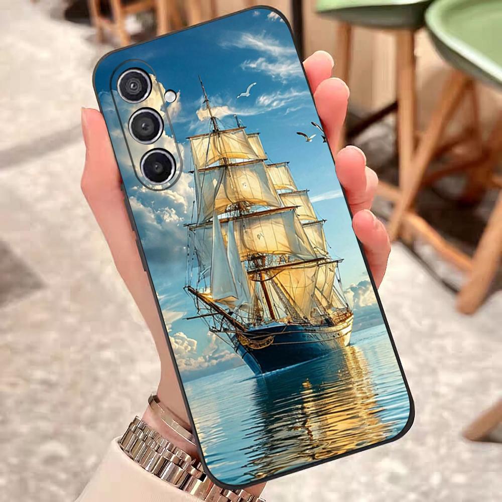 Sailing Boat Art Paintings Phone Case For Samsung S25 Edge S24 S23 S22 S21 S20 Ultra Plus Fe Galaxy A54 A53 A34 A25 A16 Silicon
