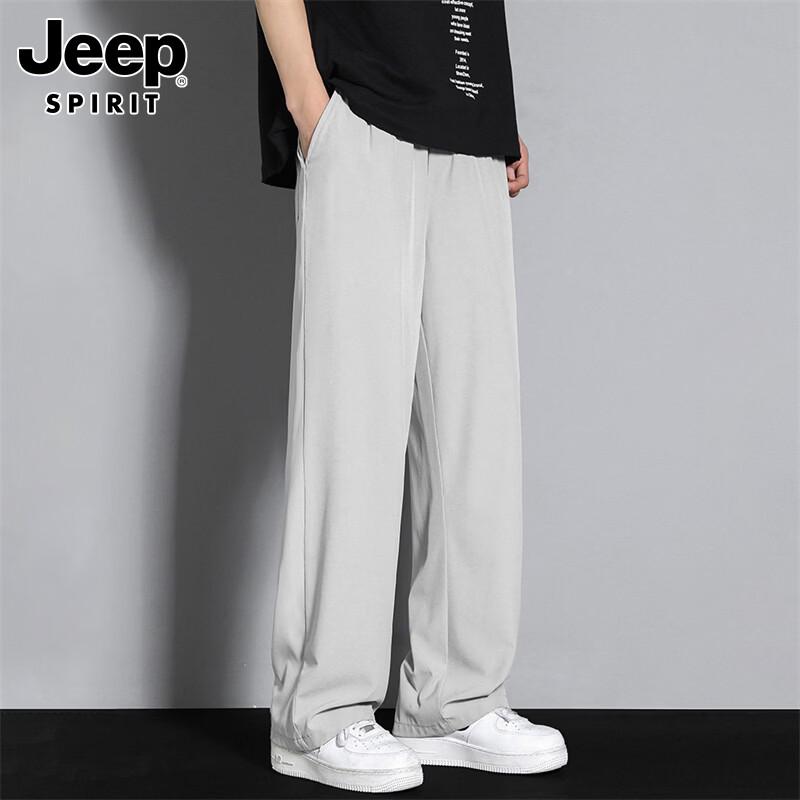 JEEP SPIRIT Men's Ice Silk Loose Straight Casual Pants