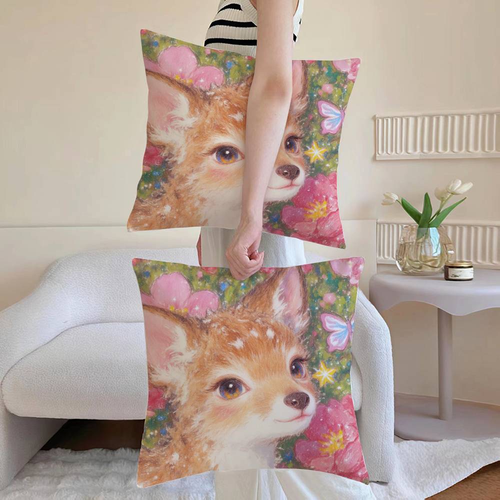 Oil painting style Pillow Case Anti-dustmite Pillowcase Invisible zipper silky Sofa cushion cover
