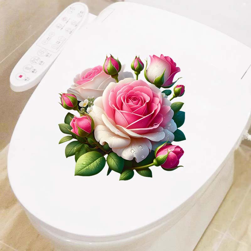 Romantic Rose Wall Sticker Bathroom Toilet Decor Living Room Cabinet Refrigerator Home Decoration Waterproof Decals Stickers S424