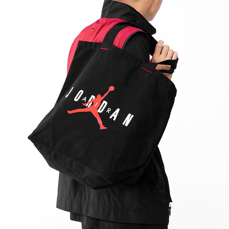 Jordan Cotton Tote Bag, Shopping Bag, Handbag, Shoulder Bag Unisex Black JD2113017GS-002