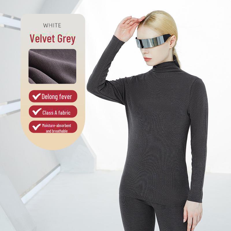 

Женская термо-бархатная водолазка с маской - влагопоглощающий осенний базовый слой M