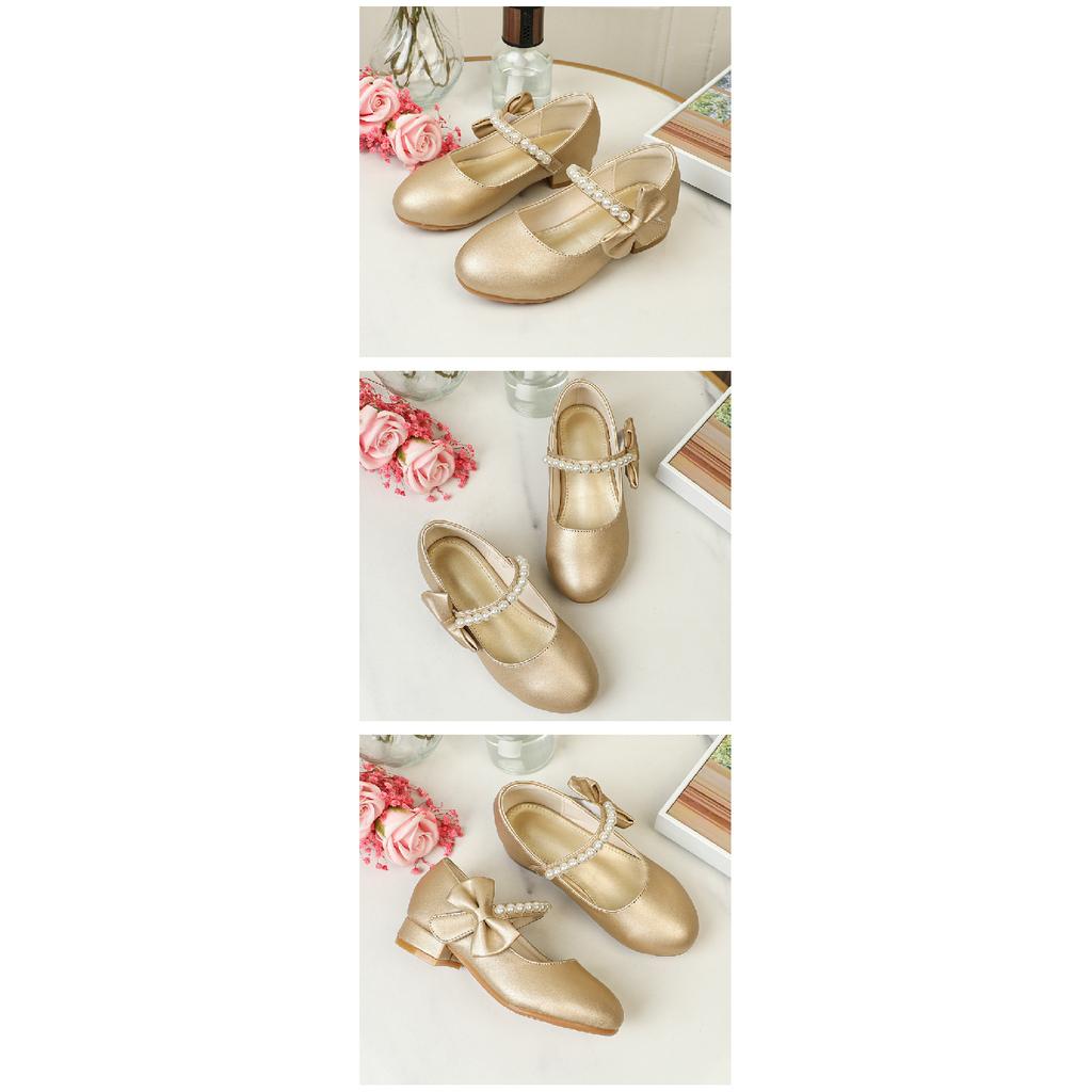 Girls' Princess Shoes White Leather Shoes Fashionable Elegant Dance Leather Shoes Graceful Princess Style Temperament Girls' Big Kids Leather Shoes