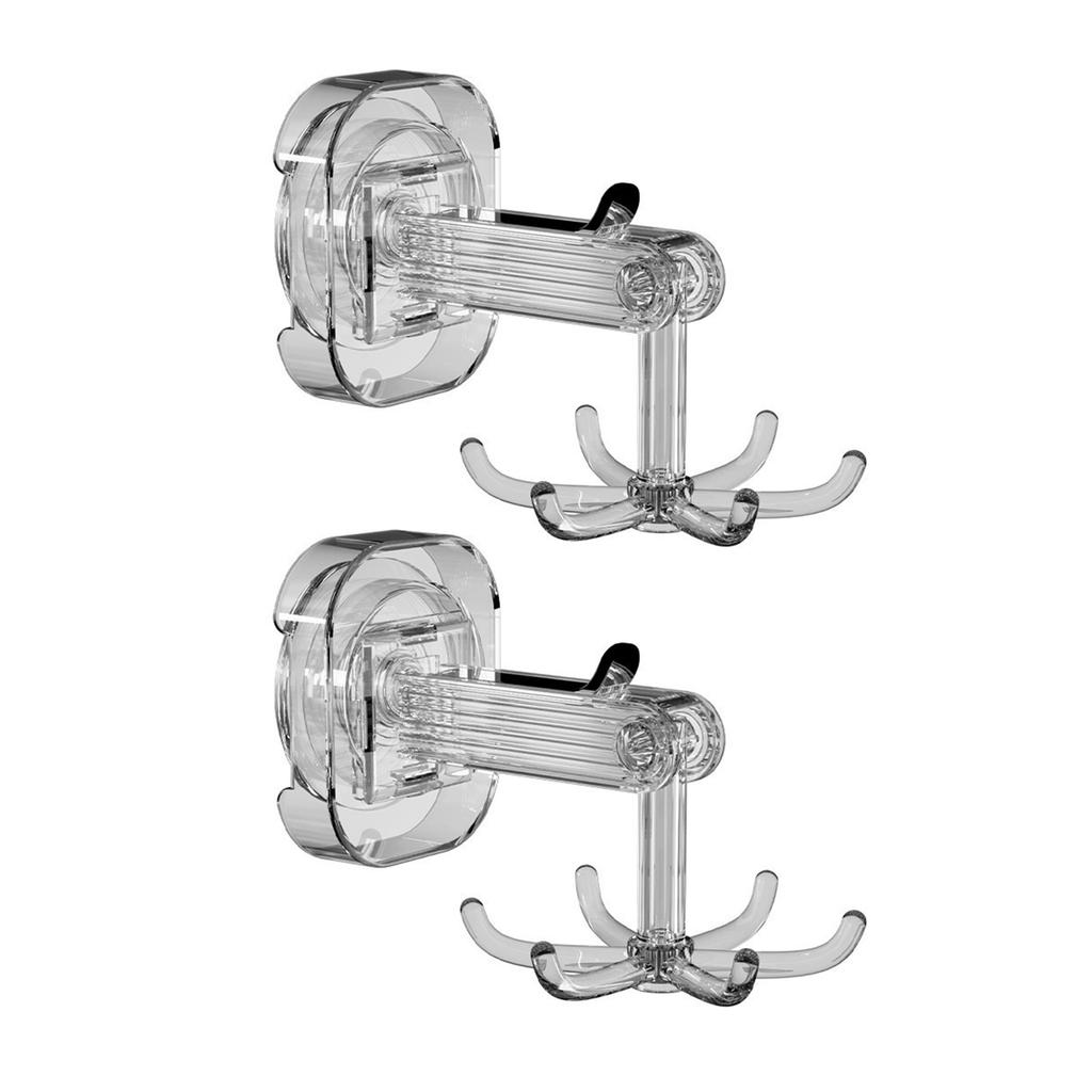 2 Pack Multifunctional 6 Claw Rotating Hook Suction Cups Swivel 360 Degree Hangers Wall Organizers Hanging Storage Rack