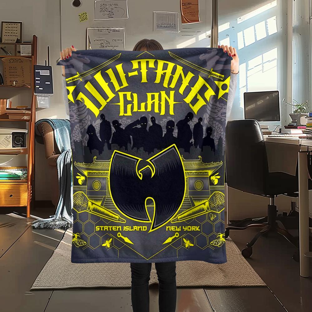 1 Pieza Manta de Franela con Estampado Wu-Tang Clan, Alta Calidad Para Todas las Estaciones, Decoración del Hogar, Calidez y Comodidad, Perfecta para Regalos de Navidad