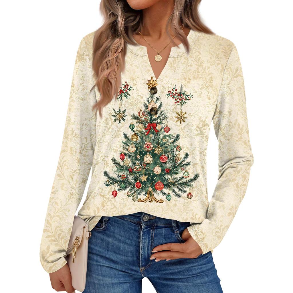 Women's Printed Long Sleeve Shirts Elegant Casual Tops Trendy Shirts Tops