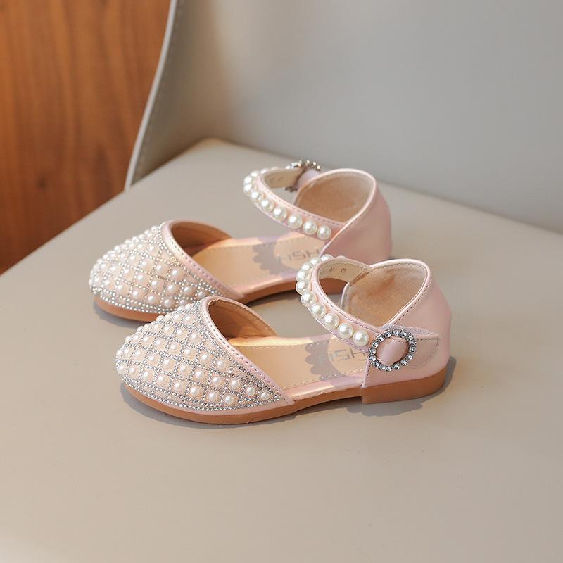 Girls' Leather Shoes, Children's Crystal Shoes, Spring-summer New Style Little Girls' Princess Shoes, Fashionable Sparkling Rhinestone Dance Shoes